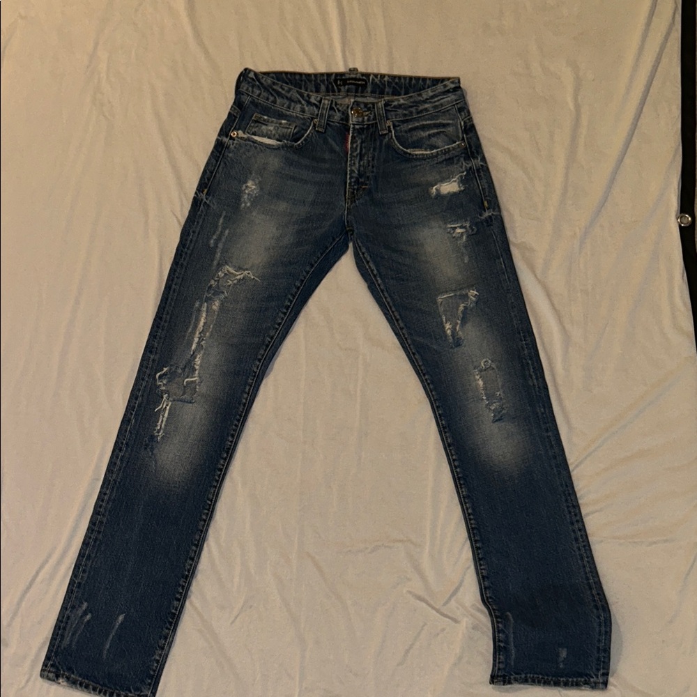 Dsquared2 Made in Italy Distressed Denim Jeans Blue Size 29/34